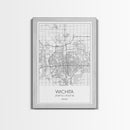 Wichita Street Map, Kansas Map, City Map Print, Minimalist Art, Wall Art, Canvas Print, Travel Wall Art, Gifts For Travelers, Canvas Art