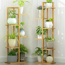 GobekUsa 6-Tier Bamboo Plant Stand for Indoor/Outdoor Display