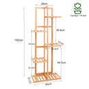 GobekUsa 6-Tier Bamboo Plant Stand for Indoor/Outdoor Display