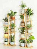 GobekUsa 6-Tier Bamboo Plant Stand for Indoor/Outdoor Display