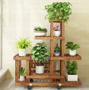GobekUsa 6-Tier Wooden Plant Stand for Indoor/Outdoor Use