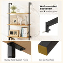 72.5 Inch 6-Tier Wall Mounted Ladder Bookshelf with Rattan Cabinet-Natural by LJGDeals