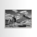 Lonesome Canyon Arizona Framed Canvas Print, Cowboy Print, Black and White Photography Wall Art, Country Farmhouse Decor, Metal Print