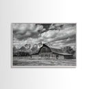Old Barn Wall Art, Framed Canvas Print or Metal Art, Rustic Homestead Framed Canvas Art, Vintage Old Barn Black and White Wall Art