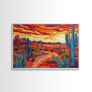 Mid Centry Modern Pop Art Style Desert Landscape Painting Canvas Print, Retro Style Wall Art, Home Decor, Desert Wall Art, Arizona Art