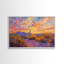 Saguaro Cactus Pop Art Oil Painting Canvas Print, Sedona Arizona, Grand Canyon Painting, Desert Landscape, Southwestern Decor, Kitsch Art