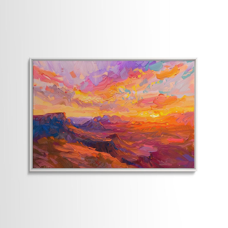 Arizona Desert Sunset Art Print - Framed Canvas Metal or Oil Painting - Southwestern Decor