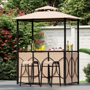 6.5 x 4 x 8 FT Grill Gazebo Set with 2 Bar Stools and Bar Table by LJGDeals