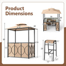 6.5 x 4 x 8 FT Grill Gazebo Set with 2 Bar Stools and Bar Table by LJGDeals