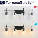 Jasper Modern 4-Light Clear Glass Bathroom Lights Linear Vanity Light