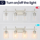 Jasper Modern 4-Light Clear Glass Bathroom Lights Linear Vanity Light