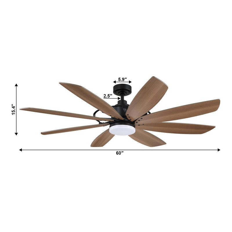 60" Antone Industrial DC Motor Downrod Mount Reversible Ceiling Fan with Lighting and Remote Control