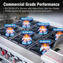 60-Inch Commercial 6-Burner 276K BTU Gas Range With Dual Ovens, Griddle And Salamander (SAK56914) by SAKSBY WHOLESALE