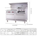 60-Inch Commercial 6-Burner 276K BTU Gas Range With Dual Ovens, Griddle And Salamander (SAK56914) by SAKSBY WHOLESALE
