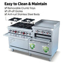 60-Inch Commercial 6-Burner 276K BTU Gas Range With Dual Ovens, Griddle And Salamander (SAK56914) by SAKSBY WHOLESALE