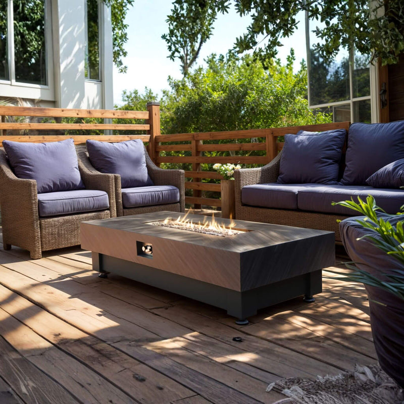 Alora Premium 60-Inch Rectangular Outdoor Modern Propane Fire Pit Table With Rain Cover (SAK91273)