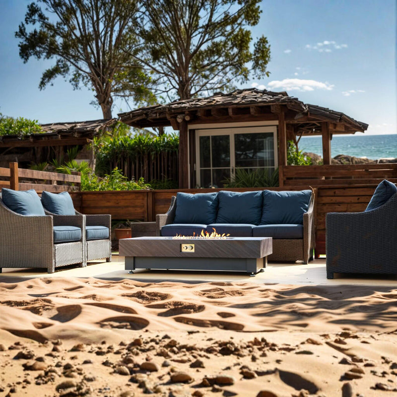 Alora Premium 60-Inch Rectangular Outdoor Modern Propane Fire Pit Table With Rain Cover (SAK91273)