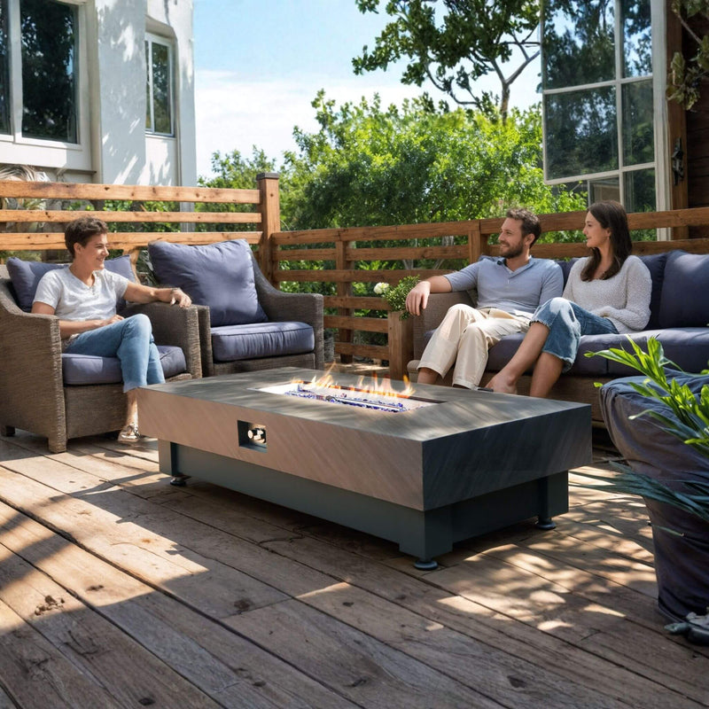 Alora Premium 60-Inch Rectangular Outdoor Modern Propane Fire Pit Table With Rain Cover (SAK91273)