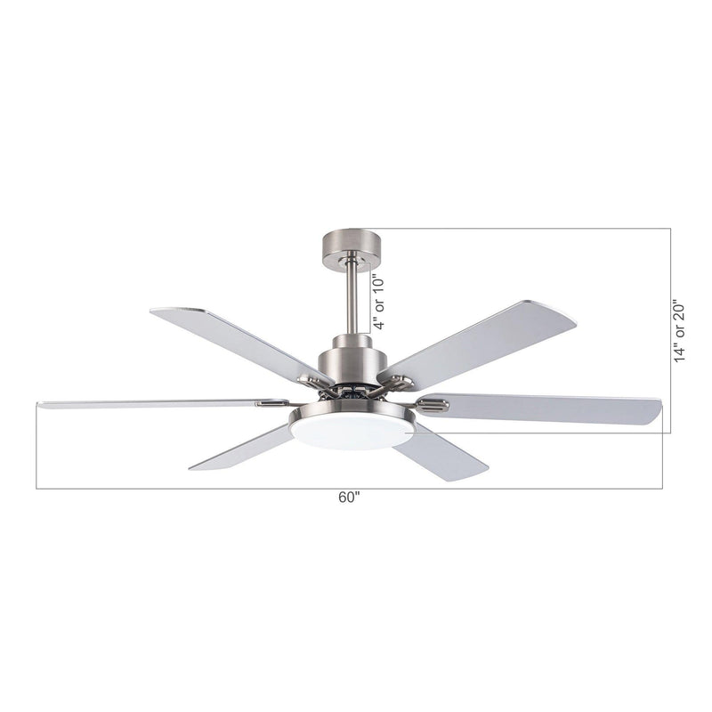 60" Lucknow Modern Ceiling Fan with Lighting and Remote Control