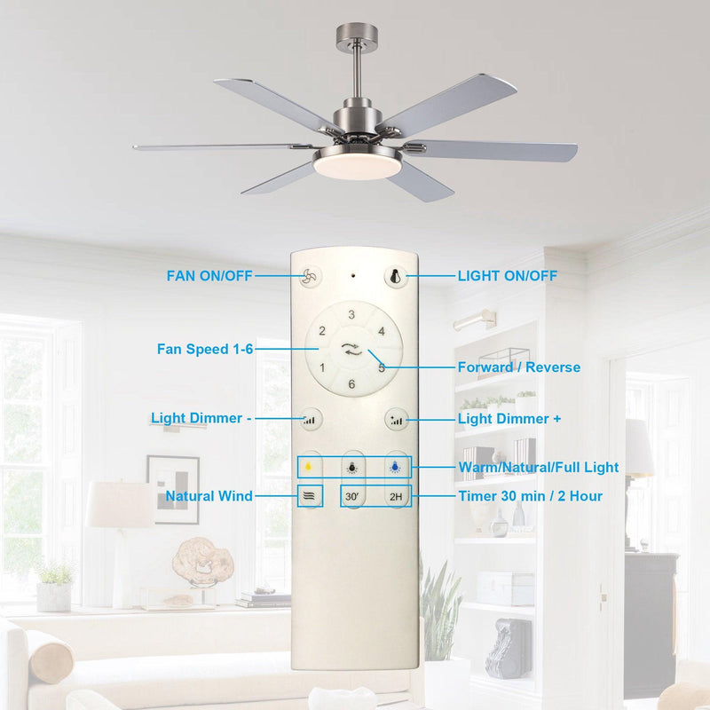 60" Lucknow Modern Ceiling Fan with Lighting and Remote Control