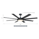 60" Black Led Indoor Ceiling Fan with Remote 8 Blade