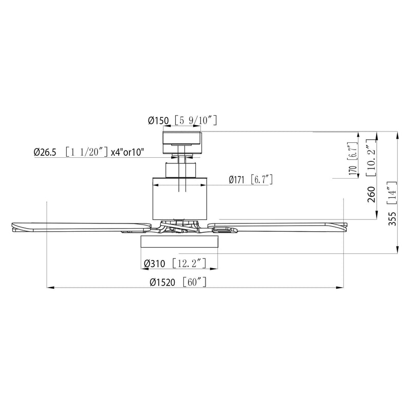 60" Industrial DC Motor Downrod Mount Reversible Ceiling Fan with Lighting and Remote Control