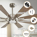 60" Oretha Windmill 8 Blade Led Indoor Oil Rubbed Bronze Ceiling Fan with Remote And Light Kit Included by ParrotUncle