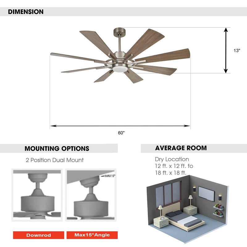 60" Oretha Windmill DC Ceiling Fan with LED Lighting