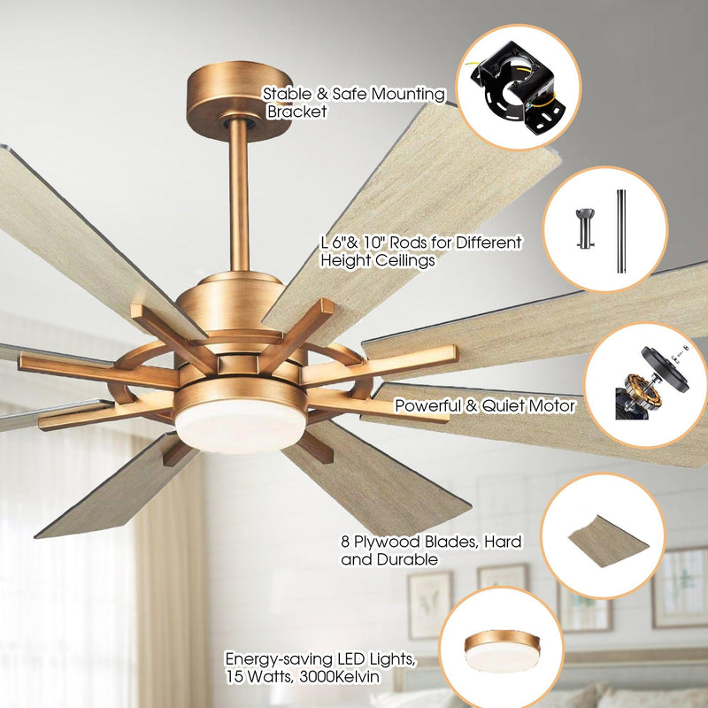60" Oretha Windmill DC Ceiling Fan with LED Lighting