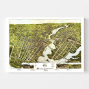 Vintage Map of Bridgeport, Connecticut 1875
