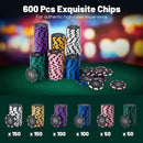 600-Piece Poker Chip Set 14 Gram Claytec Chips with Carrying Case-Black by LJGDeals