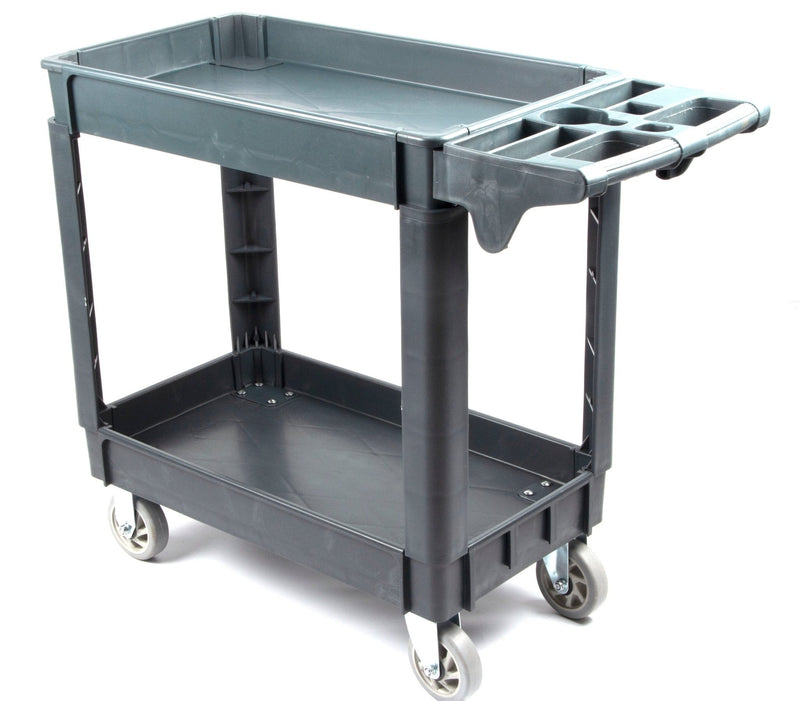 600 lbs Heavy Duty Rolling Utility Service Cart, HDPE Shelves, 5" Caster Wheels