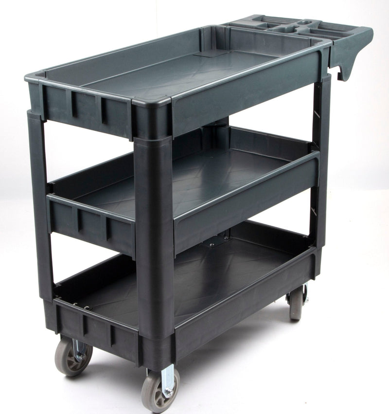 600 lbs Heavy Duty Rolling Utility Service Cart, HDPE Shelves, 5" Caster Wheels