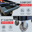 600 lbs Heavy Duty Rolling Utility Service Cart, HDPE Shelves, 5" Caster Wheels