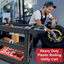 600 lbs Heavy Duty Rolling Utility Service Cart, HDPE Shelves, 5" Caster Wheels