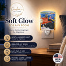 Cat Fishing from the dock Ceramic Night Light Compact, UL-Certified, Ideal for Bedroom, Bathroom, Nursery, Hallway, Kitchen, 6x4x3, Multicolor
