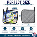 Flowers - Daisy Pot Holder Set of 2 Heat Resistant Quilted Hot Pads 7.5 x 7.5 Inch, Insulated Kitchen Trivets for Cooking & Baking
