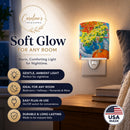 Flower - Mums Ceramic Night Light Compact, UL-Certified, Ideal for Bedroom, Bathroom, Nursery, Hallway, Kitchen, 6x4x3, Multicolor