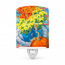 Flower - Mums Ceramic Night Light Compact, UL-Certified, Ideal for Bedroom, Bathroom, Nursery, Hallway, Kitchen, 6x4x3, Multicolor