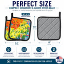 Flower - Mums Pot Holder Set of 2 Heat Resistant Quilted Hot Pads 7.5 x 7.5 Inch, Insulated Kitchen Trivets for Cooking & Baking