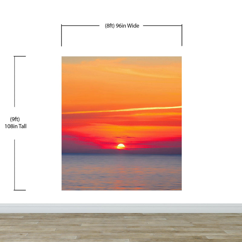 Red Sky Sunset over Beach Wall Mural Decal Sticker