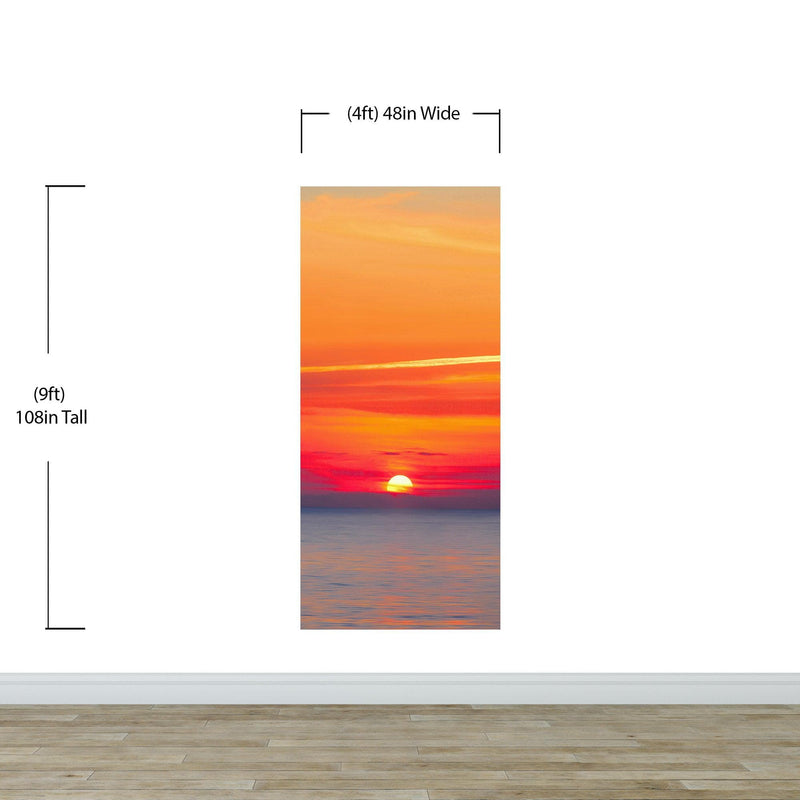 Red Sky Sunset over Beach Wall Mural Decal Sticker