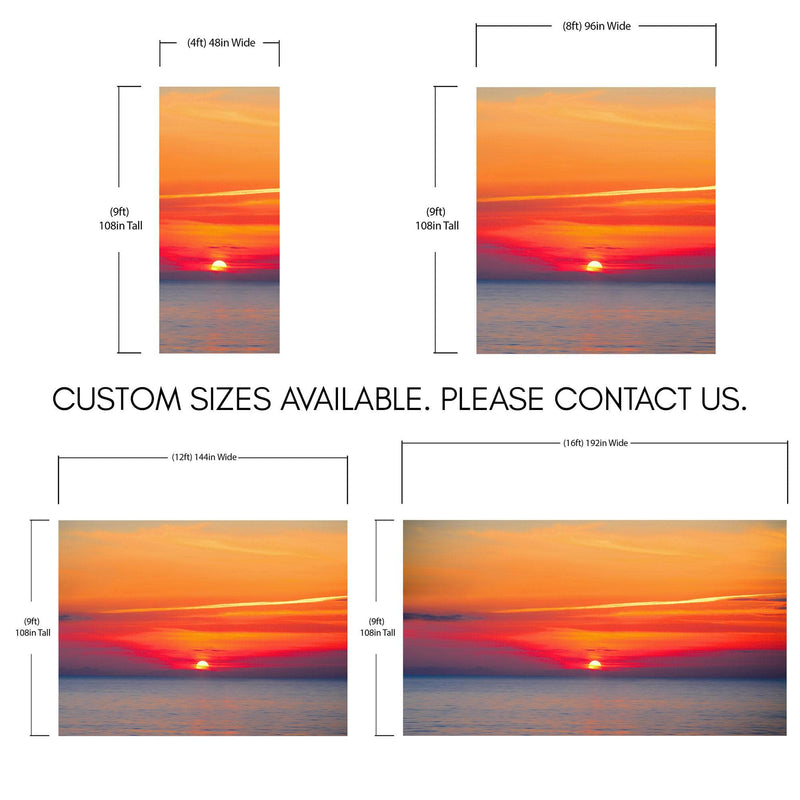 Red Sky Sunset over Beach Wall Mural Decal Sticker