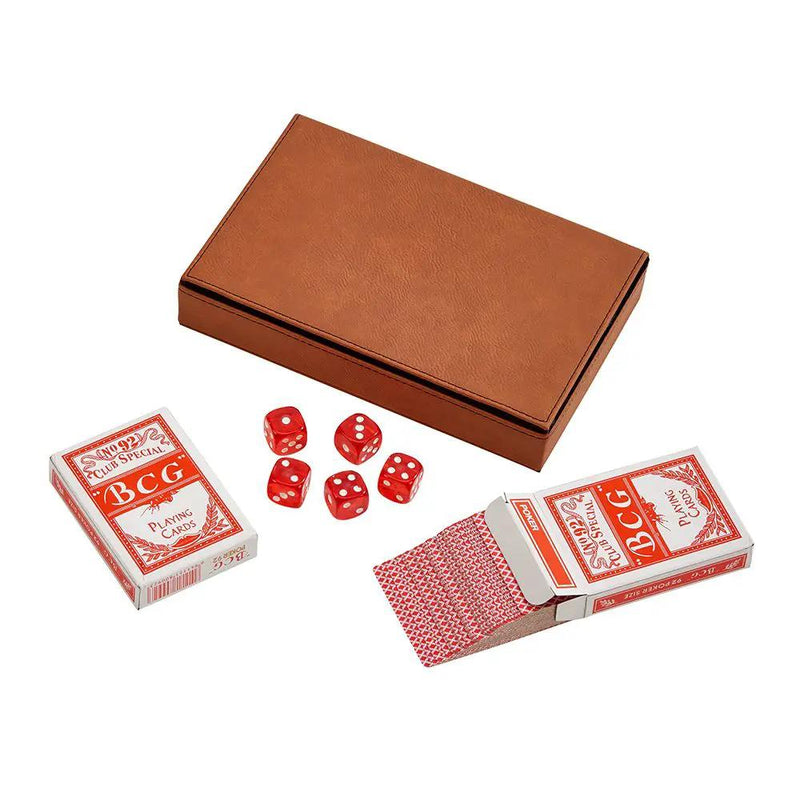 Leatherette 2 Card Deck Set, Caramel 5" X 7.75", photo 6 of 7