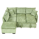 Convertible Sofa Bed Sectional Sofa Sleeper L-Shaped Sofa With A Storage Ottoman, Two Pillows, Two Power Sockets And Two USB Ports For Living Room by HouseOfZazla