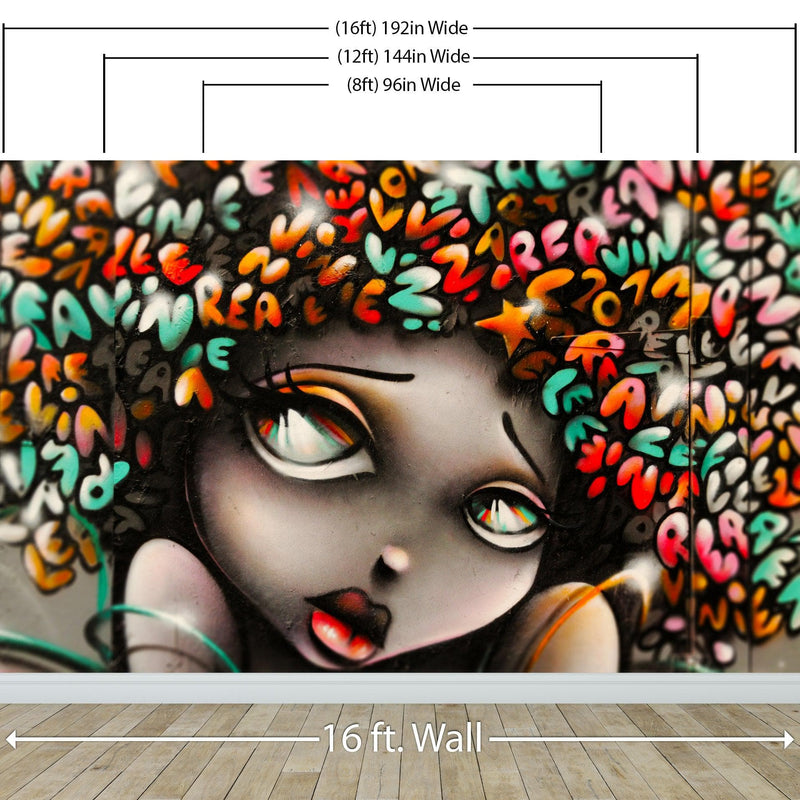 Graffiti Art Wall Mural Decal Sticker of Girl