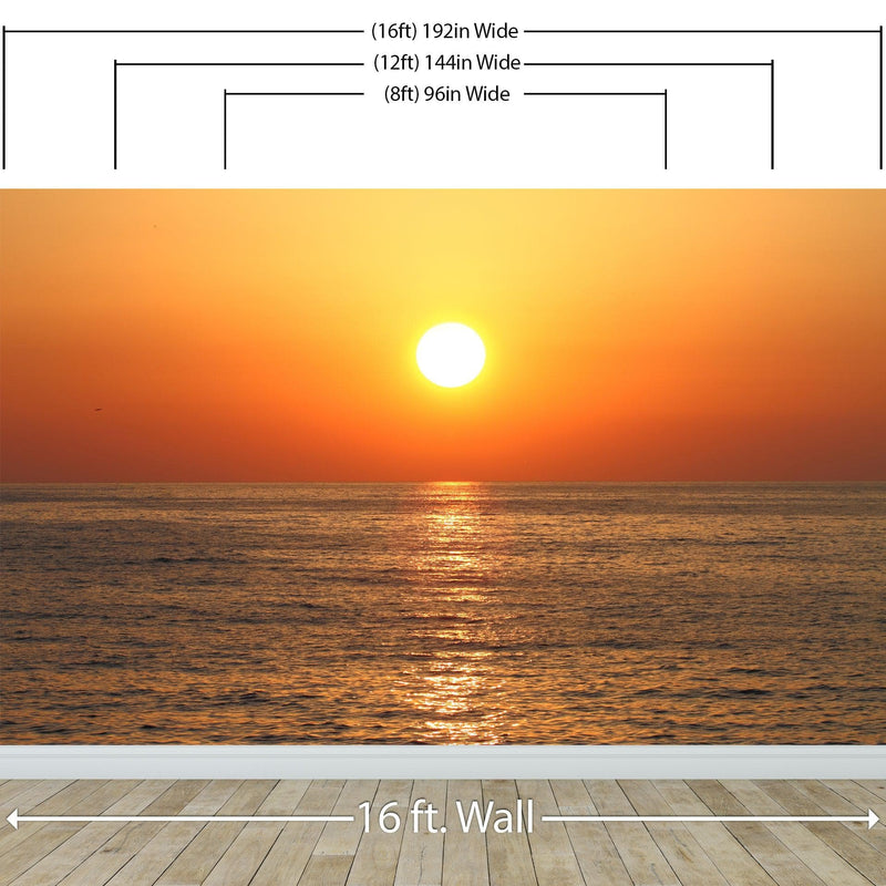 Sunset Over Ocean Wall Mural Decal Sticker