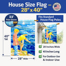 The Boys at the water House Flag 28x40 Porch Sleeve Pole Decorative Outside Yard Banner Artwork Wall Hanging, Polyester