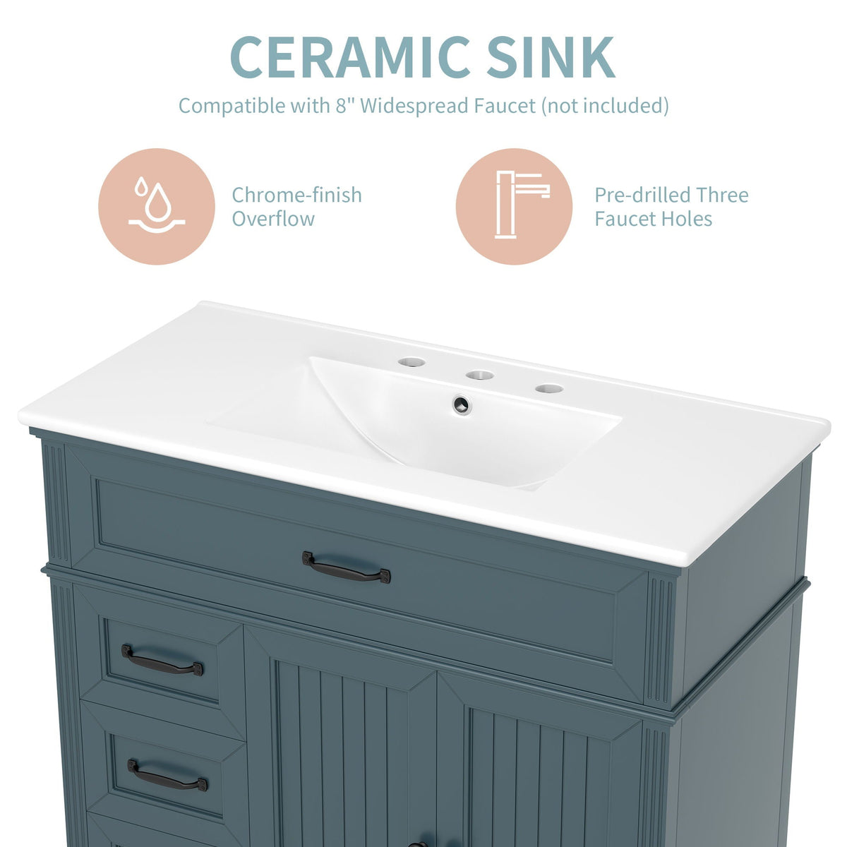 Bathroom Vanity With Sink, Freestanding Cabinet & Drawers, photo 29 of 40