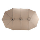 14.8 Ft Double Sided Outdoor Umbrella Rectangular Large with Crank (khaki)